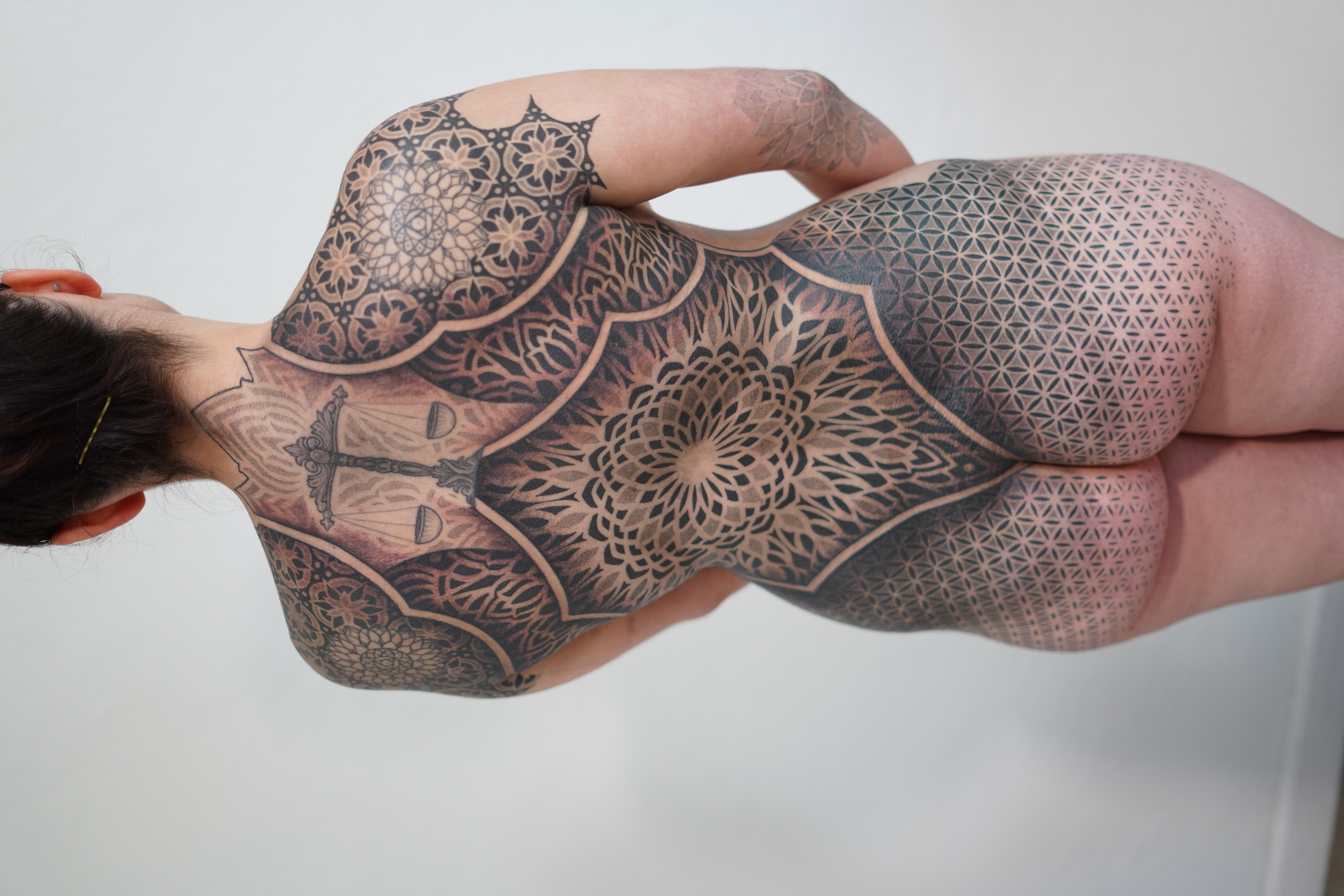 Full body sacred geometry and mandala tattoo suit by Steve Sherick