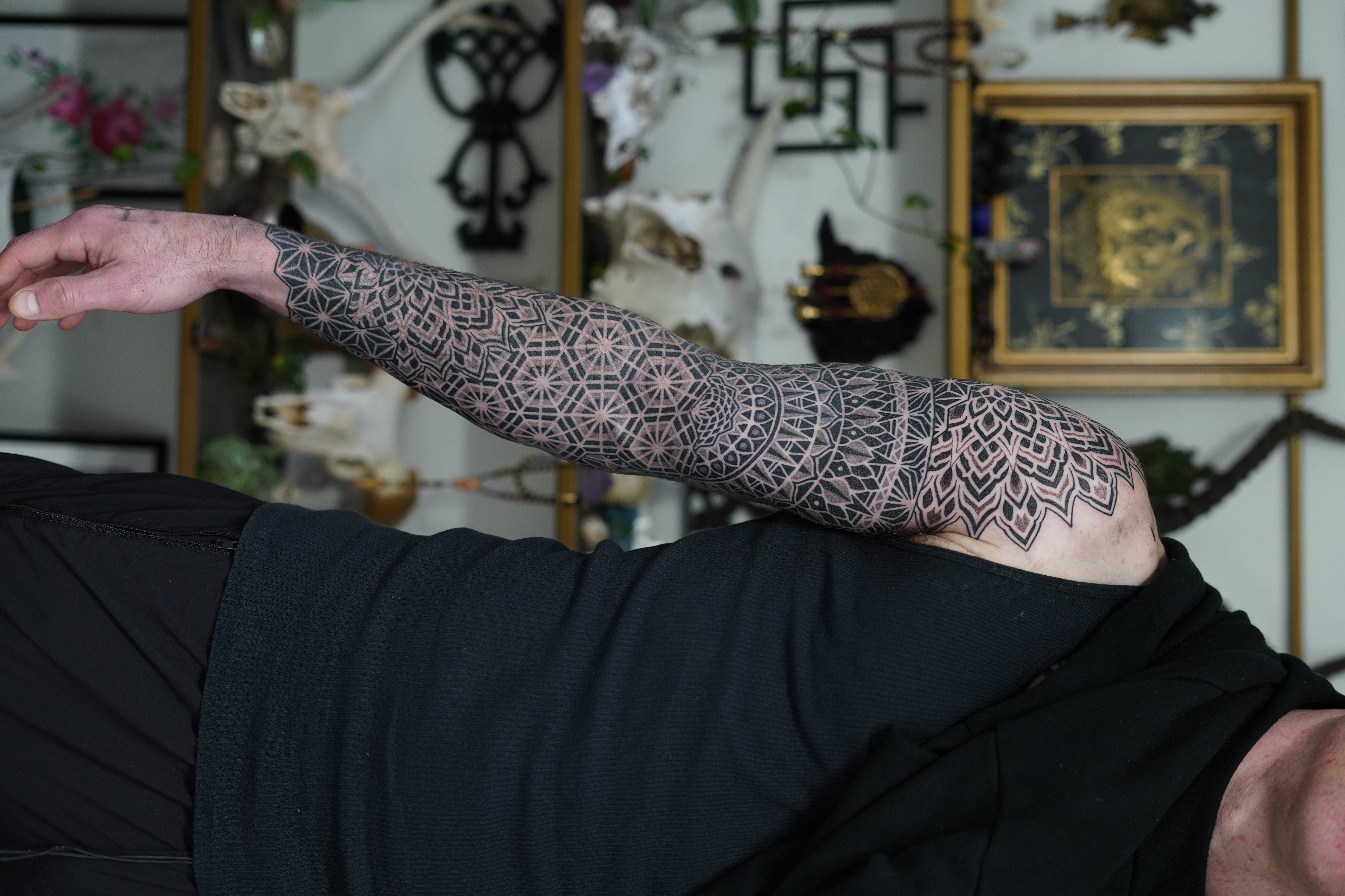 Sacred geometry full sleeve extended view by Steve Sherick