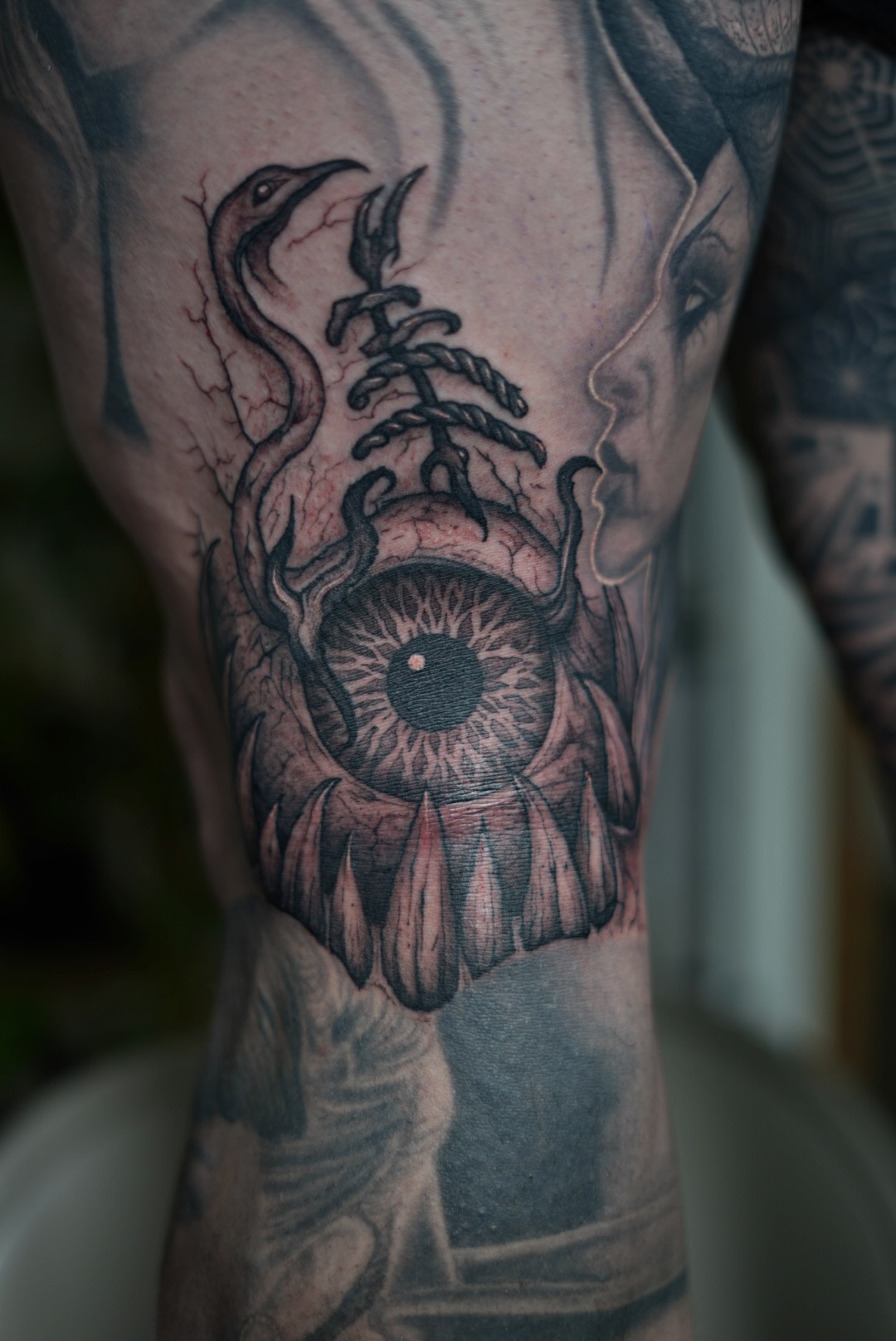Evil eye with snake — illustrative blackwork by Steve Sherick