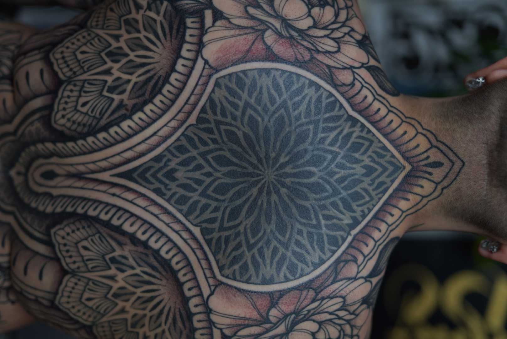 Torso mandala dark center detail by Steve Sherick