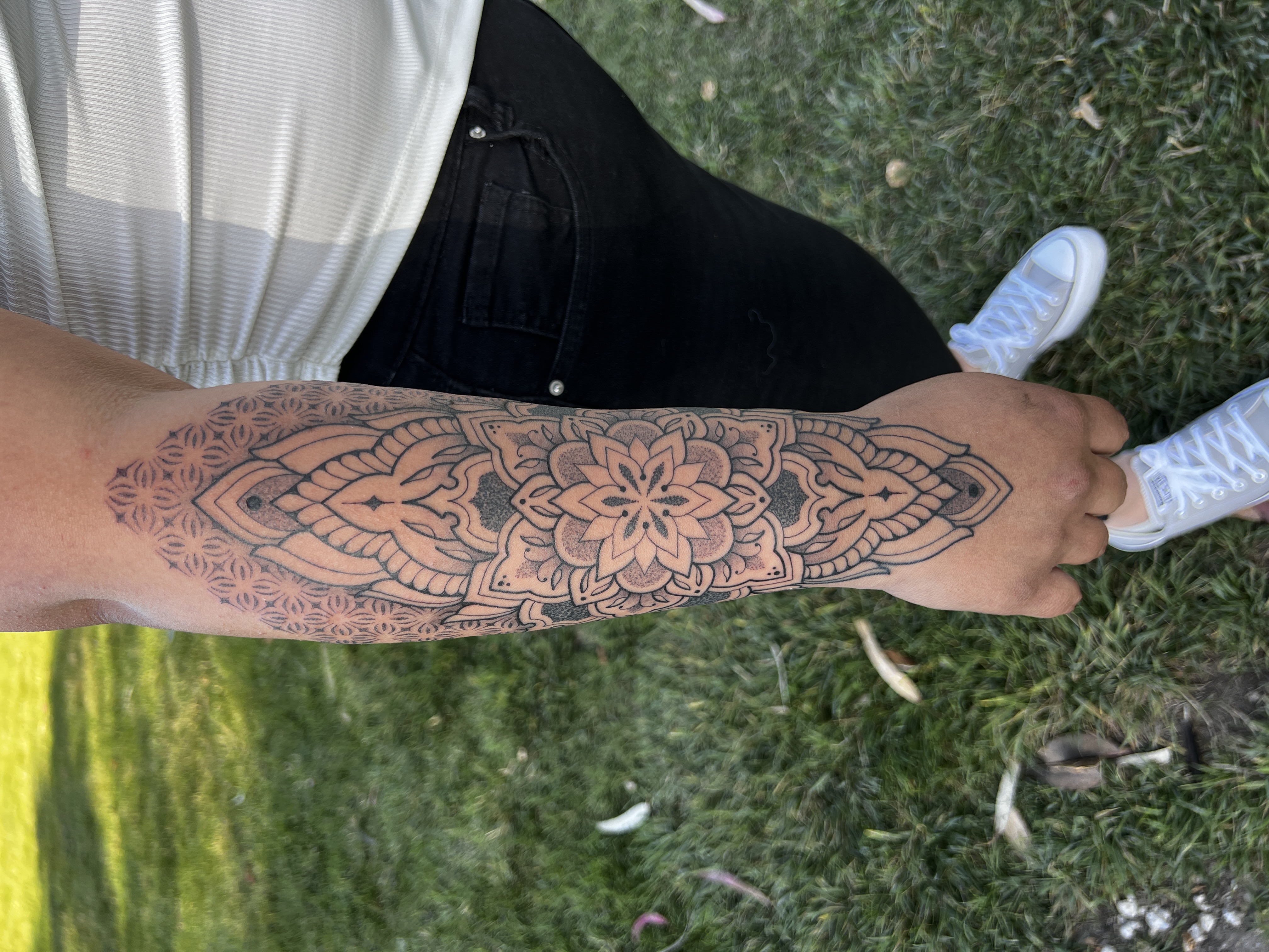 Mandala forearm tattoo by Steve Sherick